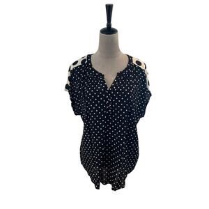 Grand & Greene Blouse Polka Dots Lightweight Causal Flowy Womens SZ L